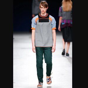 Kolor men's knit crewneck docking t-shirt 15SCM-B06108